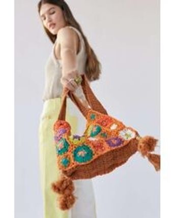 Women's Orange Bells Crochet Crossbody Bag