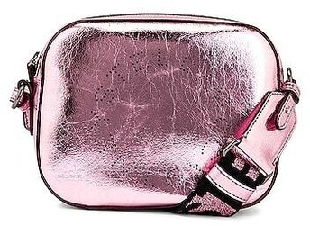 Small Metallic Logo Camera Bag in Pink