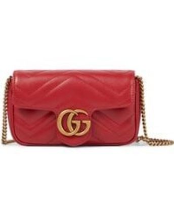 Women's Red GG Marmont Small Leather Matelassé Shoulder Bag