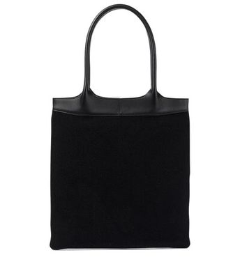 Medium Leather-trimmed Cashmere Tote In Black