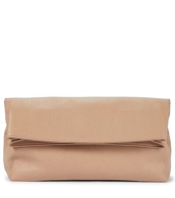 Phoebe A Textured-leather Clutch In Snd Sand