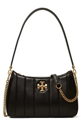 Kira Mini Quilted Leather Satchel In Black / Rolled Gold