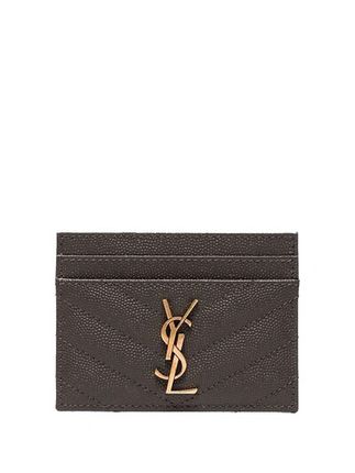 Monogramme Quilted Textured-leather Cardholder In Black,gold