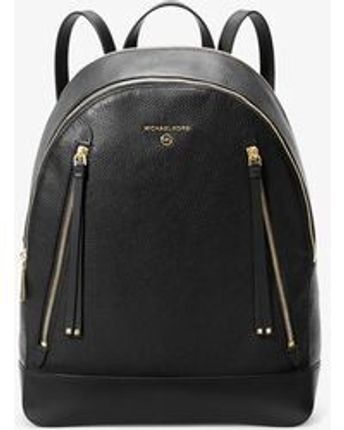 Women's Black Brooklyn Large Pebbled Leather Backpack