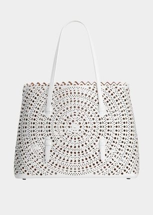 Mina Medium Laser-Cut Leather Tote Bag