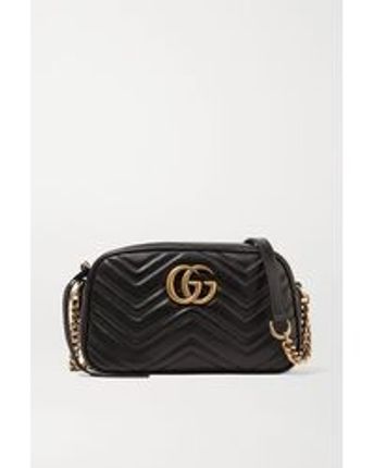 Women's Black GG Marmont Mini Quilted-leather Cross-body Bag
