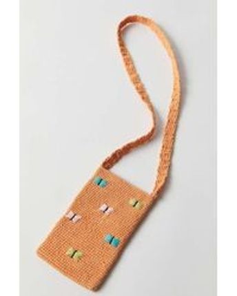 Women's Orange Crochet Small Crossbody Bag