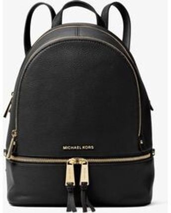 Women's Rhea Black Leather Zip Fastening Backpack