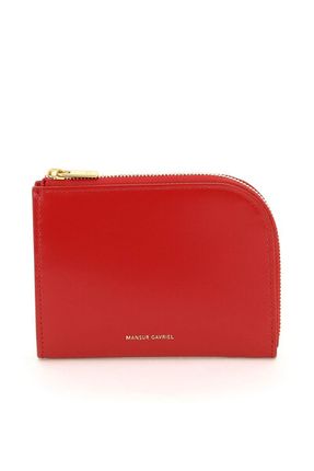 Compact Leather Round Zip Wallet In Flamma