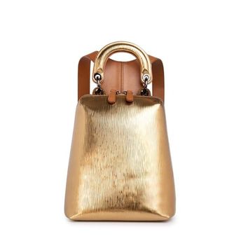 Racer Metallic Mini: Women's Designer Backpack in Gold Leather