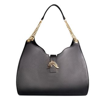 Empire Cheetah Hobo Bag: Designer Shoulder Bag in Black Leather