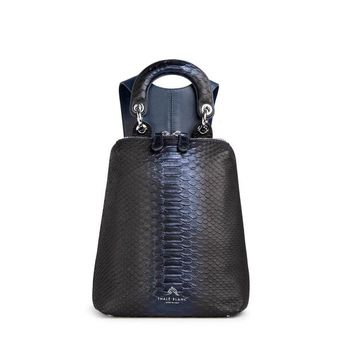 Racer Snake Mini: Women's Designer Backpack in Midnight Blue Leather