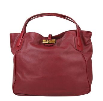 Bamboo Red Leather Soft Deer Large Hip Tote Bag 338978 6236