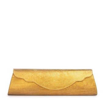 Baguette Lizard Evening Bag: Gold Designer Clutch