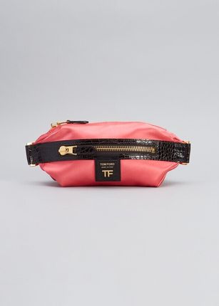 Small Satin & Croc-Embossed Belt Bag