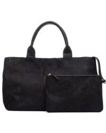 Women's Black Textured Satchel Bag