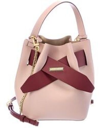 Women's Pink Brigette Belted Leather Bucket Bag