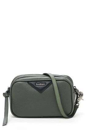 Allen Leather Crossbody Camera Bag In Army Green