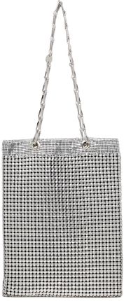 Silver Rectangular Mesh Pixel Tote Bag