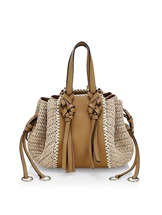 Gio Leather & Raffia Crossbody Bag