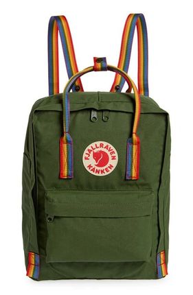 Kånken Rainbow Water Resistant Backpack In Spruce Green-rainbow Pattern