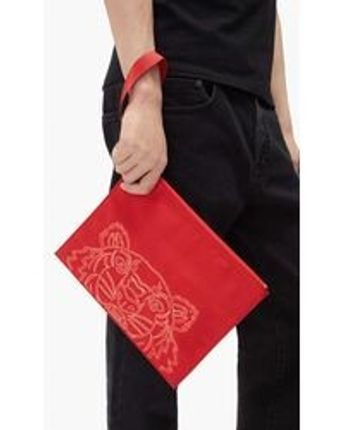 Women's Red Large Kampus Tiger Pouch