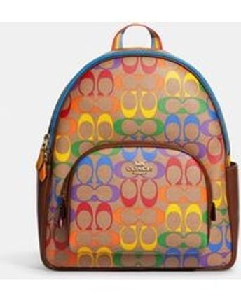 Women's Court Backpack In Rainbow Signature Canvas