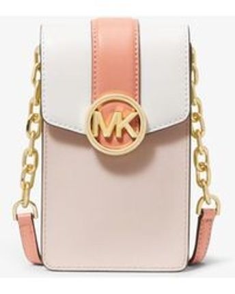 Women's Pink Carmen Small Color-block Faux Leather Phone Crossbody Bag