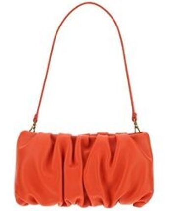 Women's Orange Bean Ruched Strapped Clutch Bag