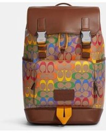 Women's Track Backpack In Rainbow Signature Canvas