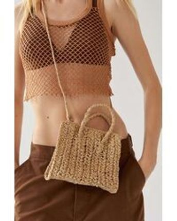Women's Natural Mini Straw Tote Bag