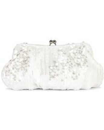 Women's White Misha Velvet And Sequin Embroidered Clutch