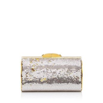 Talia Fastueux Mini: Designer Bag in Silver Sequins