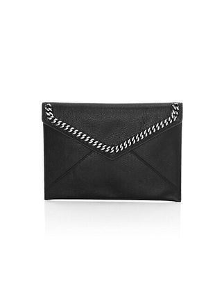 Leo Chain-Trimmed Leather Envelope Clutch