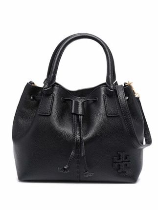 Mcgraw Small Drawstring Leather Satchel In Black