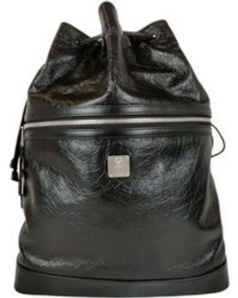 Women's Black Timeless Leather Medium Drawstring Backpack Mmdaskc01bk001