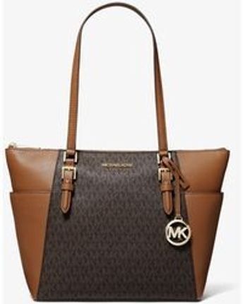 Women's Brown Charlotte Large Logo And Leather Top-zip Tote Bag