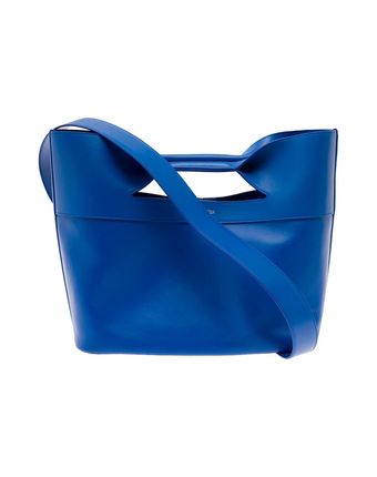 The Bow Small Electric Blue Handbag In Leather Alexander Mcqueen Woma