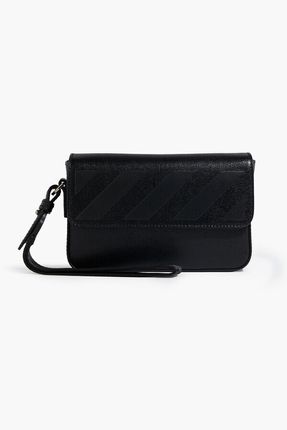 Striped smooth and textured leather pouch