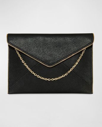 Leo Envelope Flap Clutch Bag w/ Chain Strap