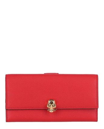 Women's Skull Leather Continental Wallet In Crimson