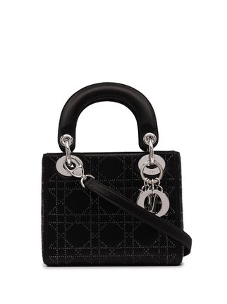 2013 pre-owned mini Lady Dior rhinestone-embellished 2way bag