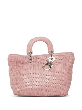pre-owned soft Lady Dior woven handbag