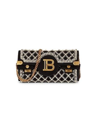 B-Buzz Embellished Suede Pouch-On-Chain