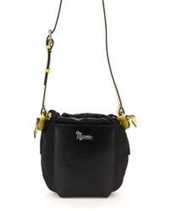 Women's Black Econyl And Leather Crossbody Bucket Bag