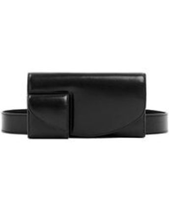 Women's Black Horizontal Cargo-pocket Detail Belt Bag