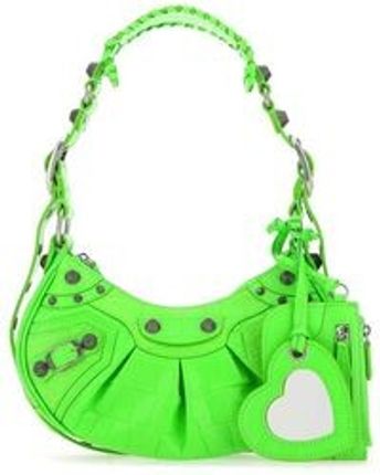 Women's Green Leather Le Cagole Xs Shoulder Bag