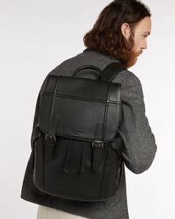 Men's Black Leather Backpack