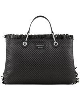 Women's Black Myea Straw Shopping Bag