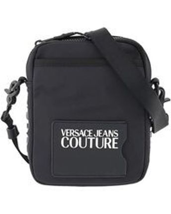 Men's Black Jeans Couture Fabric Crossbody Bag With Logo Detail